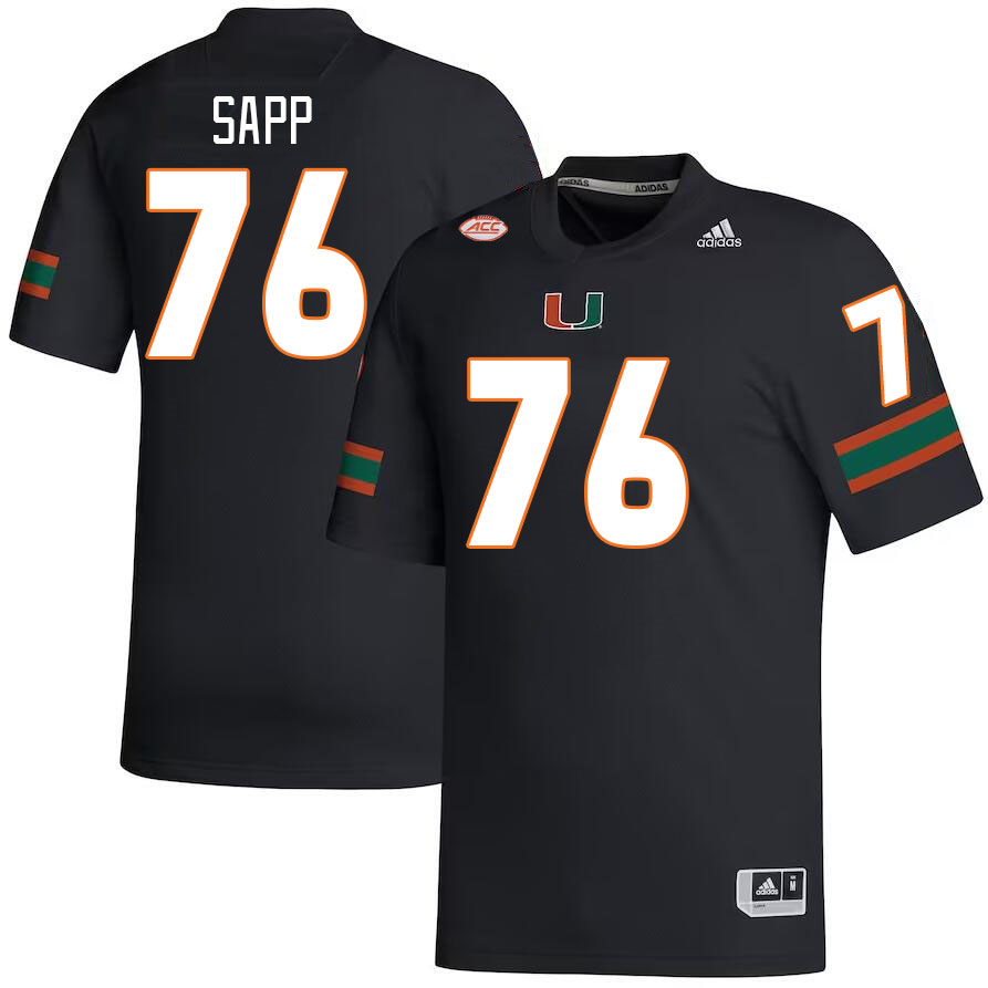 #76 Warren Sapp Miami Hurricanes Jerseys Football Stitched-Black